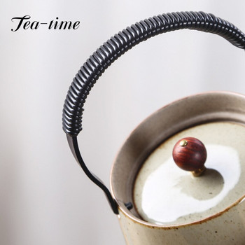 Японска сурова керамика Beam Pot Творчески малък керамичен чайник Домашно приготвяне на чай Единична тенджера Ретро носталгичен комплект за чай Kung Fu