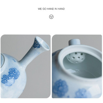 160ml Καθαρή ζωγραφισμένη στο χέρι Κεραμική τσαγιέρα Blue Mist Tea Maker Pot με φίλτρο πλευρική λαβή Βραστήρας τσαγιού Kung Fu Teaset