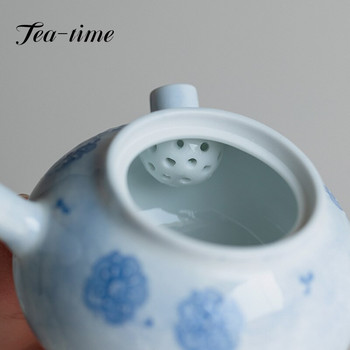 160ml Καθαρή ζωγραφισμένη στο χέρι Κεραμική τσαγιέρα Blue Mist Tea Maker Pot με φίλτρο πλευρική λαβή Βραστήρας τσαγιού Kung Fu Teaset