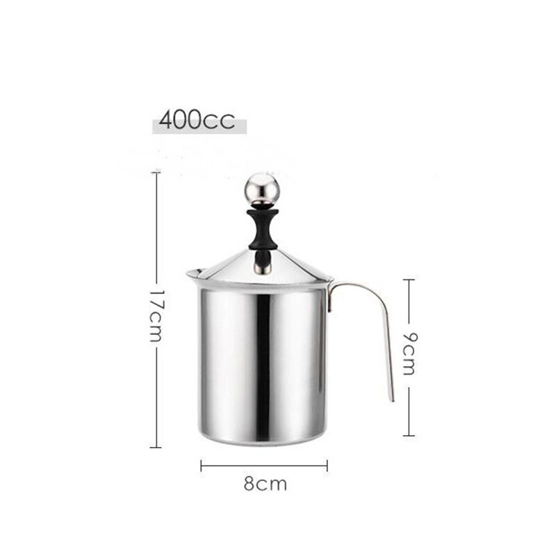 Új 400 ml-es rozsdamentes acél tejhabosító duplahálós tejkrém tejhab