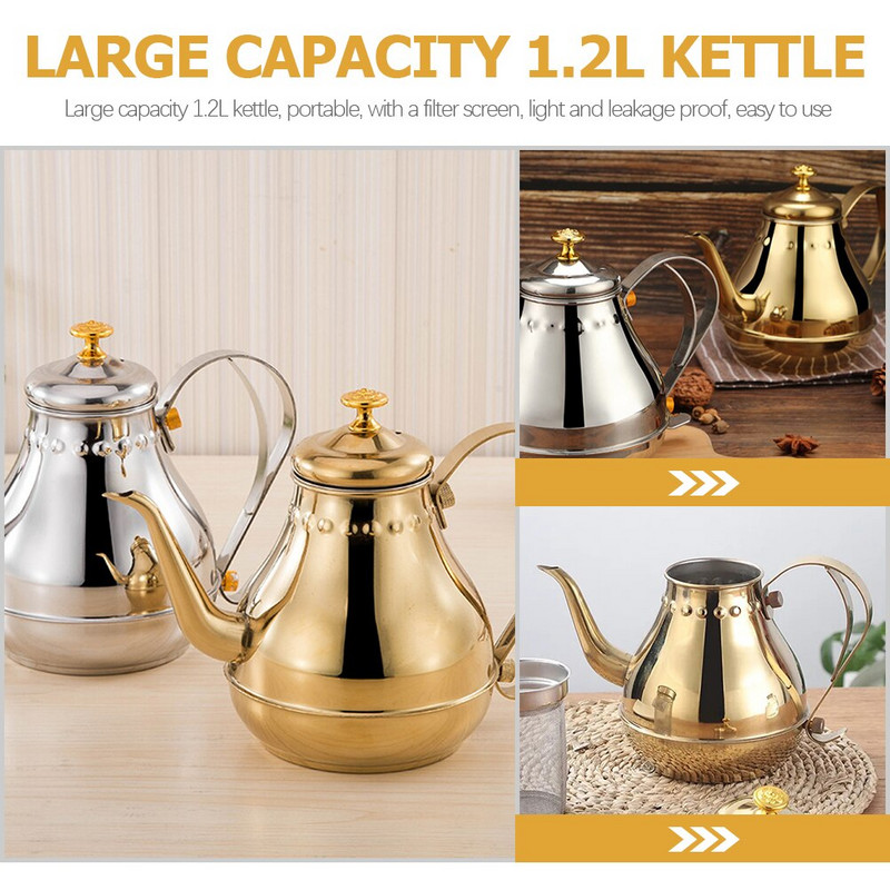 Vízforraló tea kávé teáskanna kiöntő edény készítő rozsdamentes acél hattyúnyak kifolyó tűzhely Vintage forrásban lévő keskeny csepegtető víztűzhely