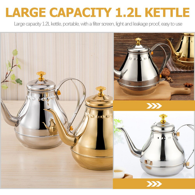 Vízforraló tea kávé teáskanna kiöntő edény készítő rozsdamentes acél hattyúnyak kifolyó tűzhely Vintage forrásban lévő keskeny csepegtető víztűzhely