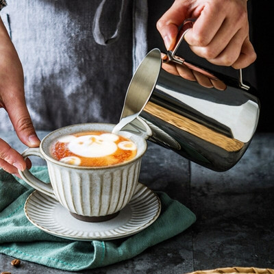 Urcică pentru spumare de lapte din oțel inoxidabil Espresso Cafea Barista Craft Latte Cappuccino Cupă cu cremă de lapte Urcică pentru spumare