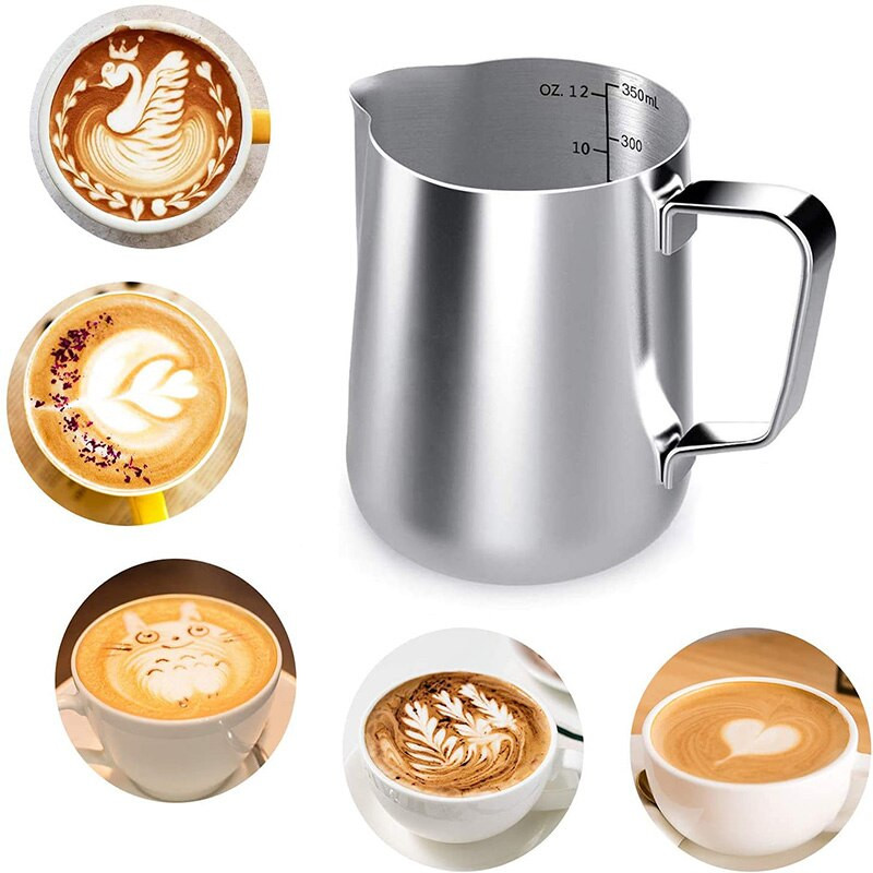 Rozsdamentes acél tejhabosító kancsó Barista kávékancsó habosító csésze kávézó kiegészítők cappuccinohoz, eszpresszóhoz, tejeskávéhoz, tejszínhez