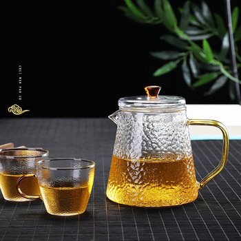 Нов топлоустойчив стъклен чайник Стъклена боросиликатна чаша за чай Газова печка Чайник с цветя Puer Китайски комплект за чай Kung Fu с филтър