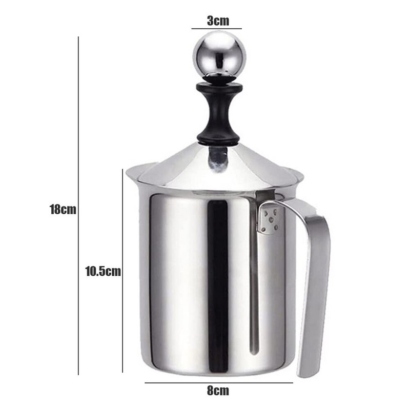 400 мл ръчен пенообразувател за мляко от неръждаема стомана, ръчна помпа за капучино, млечна сметана, млечна пяна, мрежа, пенообразувател за кафе, кухненски инструменти за кафе