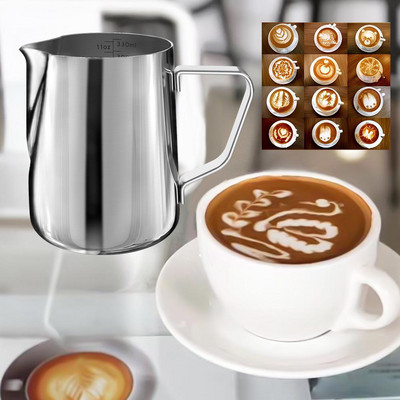 Rozsdamentes acél habosító gőzkancsó Garland Cup 350 ml eszpresszógéphez, kávé-tejhabosítóhoz és tejeskávéfőzőhöz