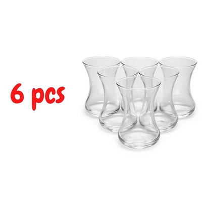 6 db vékony derekú török tea csésze készlet 2 féle 6db minőségi szemüveg fogantyúval 125 és 140 cc, hagyományos 5 órás servin