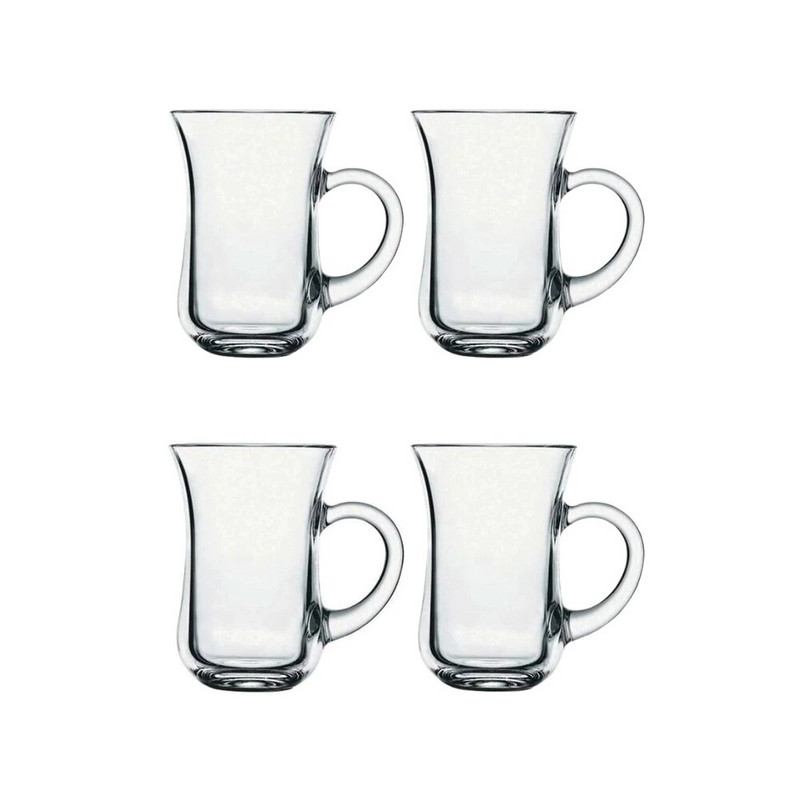 6 db vékony derekú török tea csésze készlet 2 féle 6db minőségi szemüveg fogantyúval 125 és 140 cc, hagyományos 5 órás servin