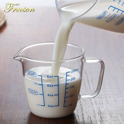 250/500 ml stiklinis matavimo puodelis Pieno ąsotis Kavinė grietinėlės puodelis Sultys Arbata Espreso kavos puodelis Barista Puodelis Pieno putotojas Latte ąsotis