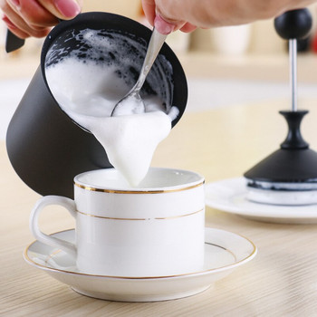 Χειροκίνητη αντλία κρέμας από ανοξείδωτο χάλυβα Milk Frother Frother Cappuccino Latte Foam Maker, Διπλό Φίλτρο 400/800 ML