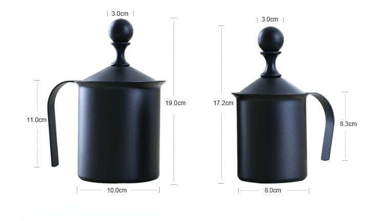 Kézi tejhabosító rozsdamentes acél krémes kézi pumpás habosító cappuccino latte habkészítő dupla szűrővel 400/800 ml