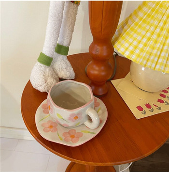 Nordic Ins Girl Heart Pinch Coffee Cup with Spy Ceramic Water Cup Απογευματινό φλιτζάνι καφέ καφέ Διακόσμηση σπιτιού Δημιουργικό δώρο