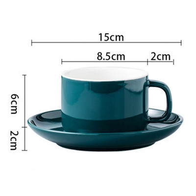230 ml-es Nordic Style Tea csésze Háztartási virágos teáscsésze Brit délutáni tea csésze és csészealj készlet Egyszerű kávéscsésze tejes csészével