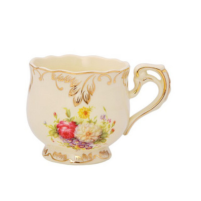 Set de sos cu floare din ceramică de lux, în stil anglia, ceașcă de cafea cu lingură pentru mic dejun din porcelană