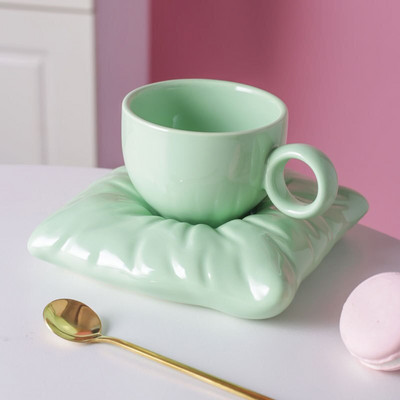 ceașcă de cafea creativă nordică și farfurie cu cutie cadou, ceașcă de pernă ceramică și farfurie ceai de după-amiază de birou,