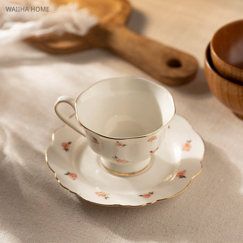 Πιατάκι ευρωπαϊκού στυλ Κεραμικό τριαντάφυλλο λουλούδι Κούπα καφέ Φλιτζάνι τσαγιού με σετ δίσκου γλυκού Νερό Ποτό Γάλα Καφέ Κούπες Πιάτο πιάτων