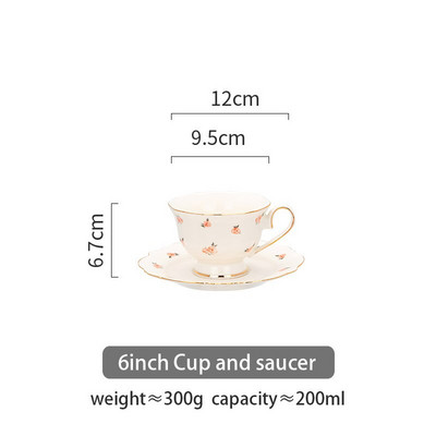 Európai stílusú csészealj Kerámia rózsavirág kávés bögre teáscsésze desszerttálca készlettel Italvíz Tej Kávézó bögrék Edénytál
