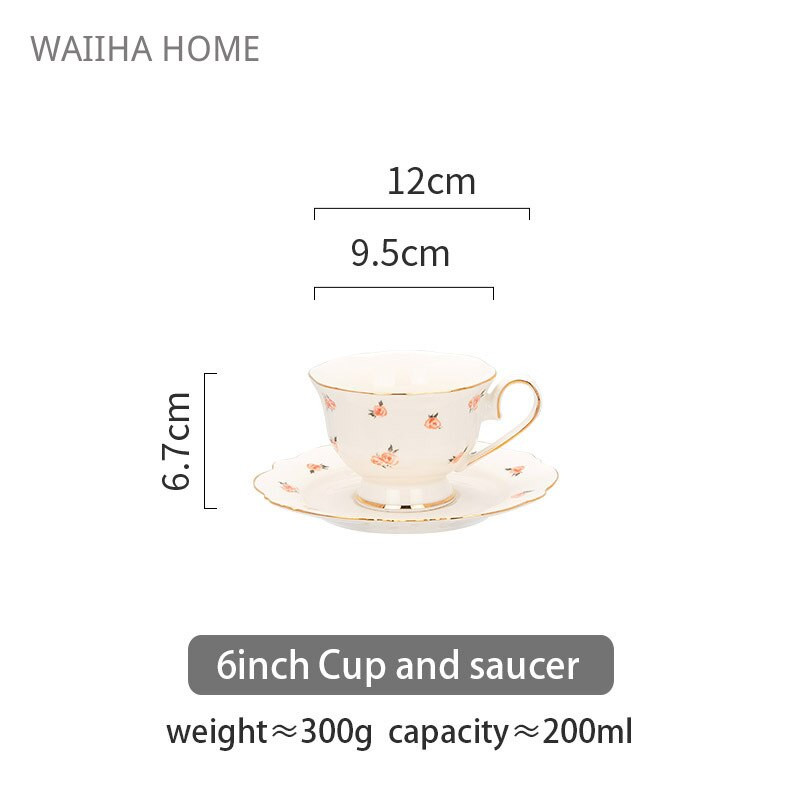 Európai stílusú csészealj Kerámia rózsavirág kávés bögre teáscsésze desszerttálca készlettel Italvíz Tej Kávézó bögrék Edénytál