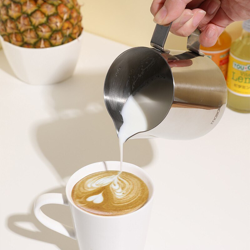 Virágcsésze/hengeres rozsdamentes acél tejtartály Tejhabos csésze tapadásmentes 350 ml/600 ml