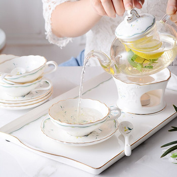 Сервиз за кафе с дизайн на цветя в европейски стил 150 мл Сервиз за чай Пном Пен Керамична чаша за кафе и чинийка за време за чай Костен Китай