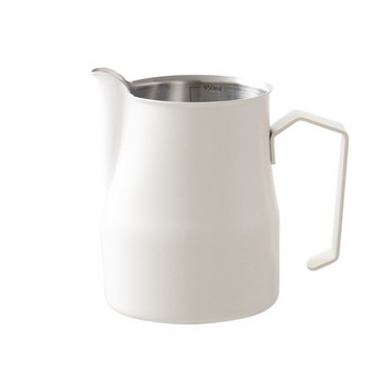 Εσωτερική ζυγαριά λευκής γλάστρας 350ML/500ML από ανοξείδωτο ατσάλι Αφρός γάλακτος Κύπελλο Espresso Pull Flower Cup with Inner Scale Measuring Cup