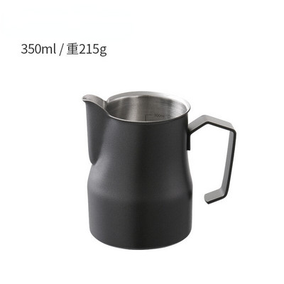 Oală de lapte albă, cântar interioară, 350 ML/500 ML, ceașcă din oțel inoxidabil cu spumă de lapte, ceașcă cu flori pentru espresso, cu canață interioară de măsurare.