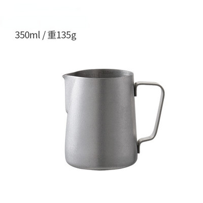 Oală de lapte albă, cântar interioară, 350 ML/500 ML, ceașcă din oțel inoxidabil cu spumă de lapte, ceașcă cu flori pentru espresso, cu canață interioară de măsurare.