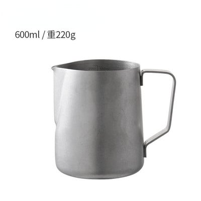 Oală de lapte albă, cântar interioară, 350 ML/500 ML, ceașcă din oțel inoxidabil cu spumă de lapte, ceașcă cu flori pentru espresso, cu canață interioară de măsurare.