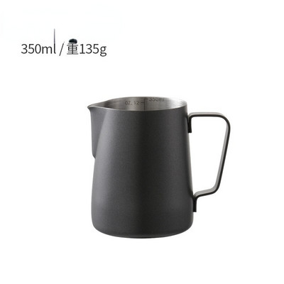 Oală de lapte albă, cântar interioară, 350 ML/500 ML, ceașcă din oțel inoxidabil cu spumă de lapte, ceașcă cu flori pentru espresso, cu canață interioară de măsurare.