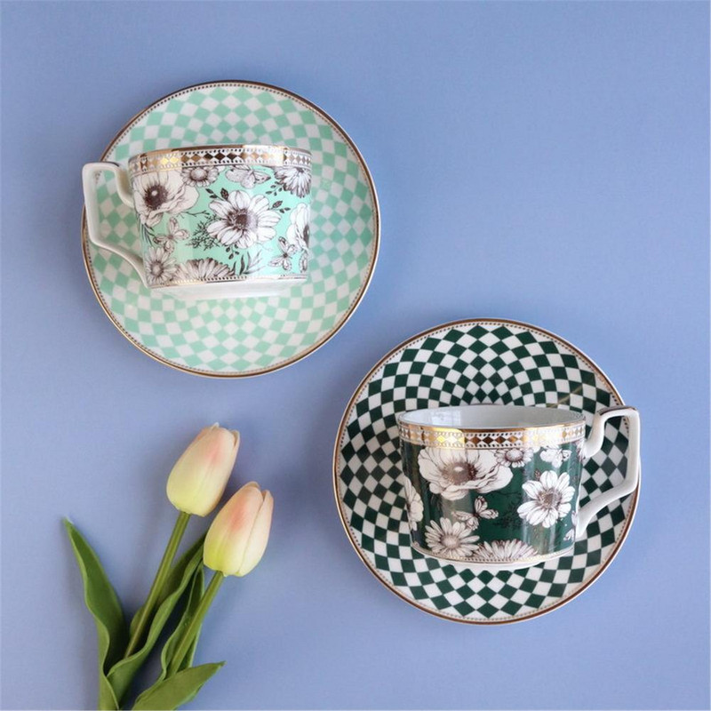 260 ml ceașcă de ceai din ceramică cești de cafea englezești cu farfurie set ceai de după-amiază pentru băuturi, elegant, rafinat, cadou, decorare bucătărie