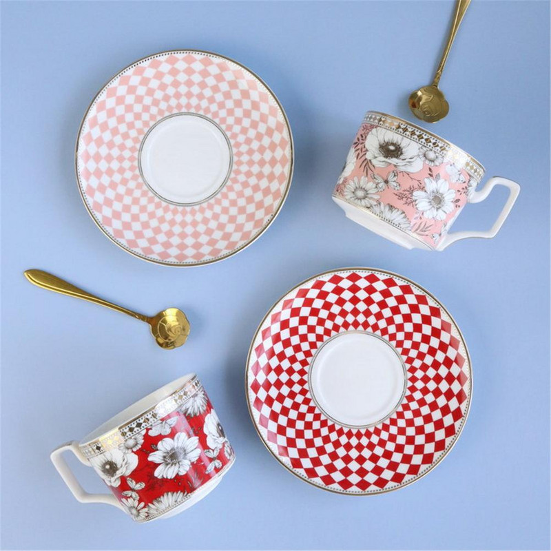 260 ml ceașcă de ceai din ceramică cești de cafea englezești cu farfurie set ceai de după-amiază pentru băuturi, elegant, rafinat, cadou, decorare bucătărie