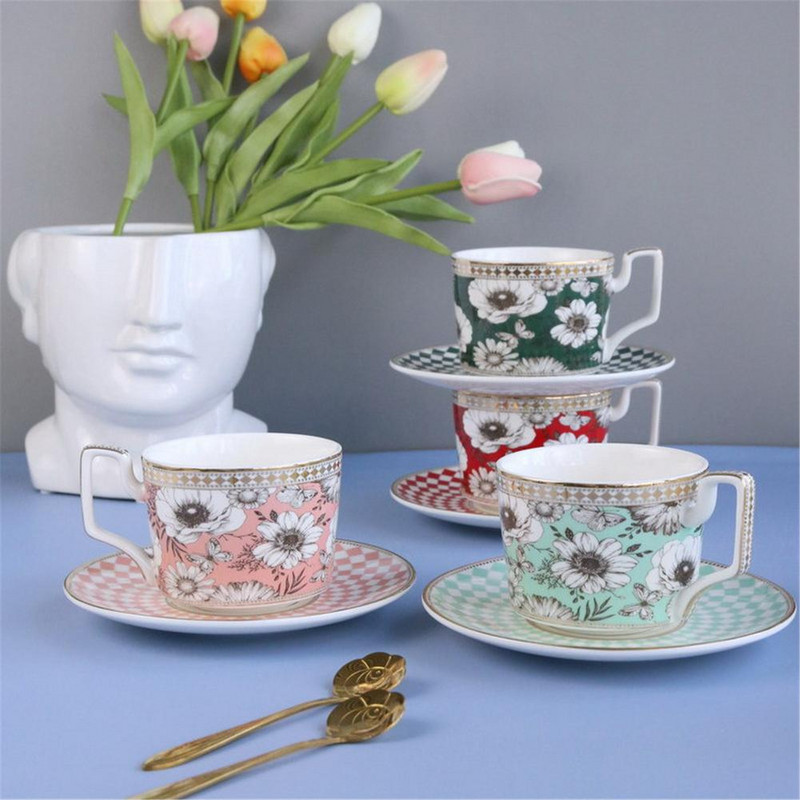 260 ml ceașcă de ceai din ceramică cești de cafea englezești cu farfurie set ceai de după-amiază pentru băuturi, elegant, rafinat, cadou, decorare bucătărie
