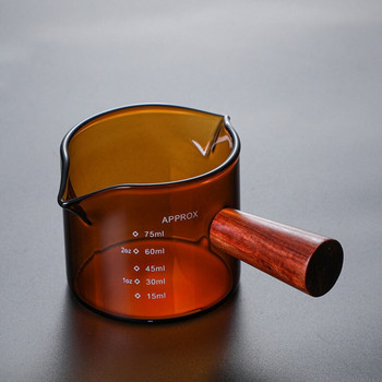 Βιτρώ Ξύλινη λαβή Φλιτζάνι μέτρησης Espresso Γυάλινο μπουκάλι διπλό λαιμό Κύπελλο γάλακτος Ξύλινη λαβή Ευρετηρίαση