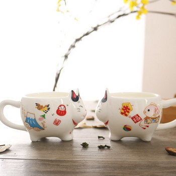 Сладък японски порцеланов комплект за чай Lucky Cat Творческа керамична чаша за чай Саксия с цедка Прекрасна котешка чаша за чайник Керамична чаша Ръчно изработена