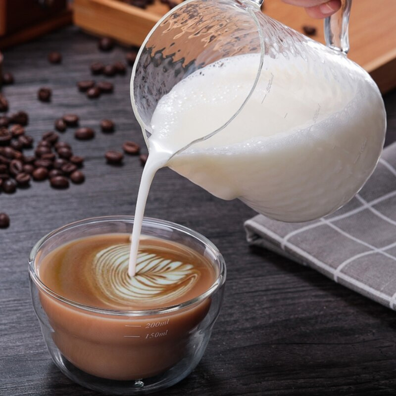Tejhabosító kávé hőálló üveg tejhabosító tejhabos edény Espresso pot Craft kávé Latte Art tejhabos edény