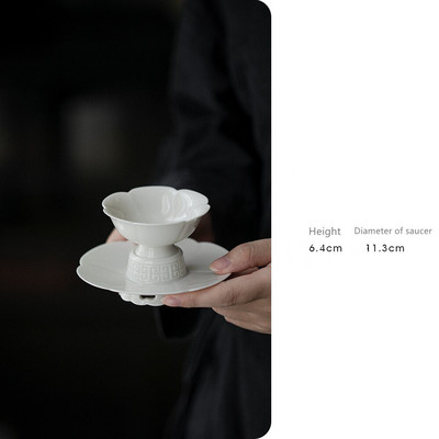 Set de cani de ceai din porțelan cu flori antice, ceașcă de ceai din ceramică Kung Fu Frumos Celadon albastru deschis O ceașcă de ceai ceremonie