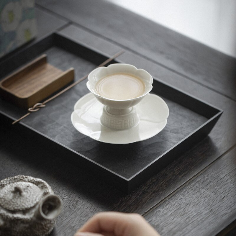 Set de cani de ceai din porțelan cu flori antice, ceașcă de ceai din ceramică Kung Fu Frumos Celadon albastru deschis O ceașcă de ceai ceremonie