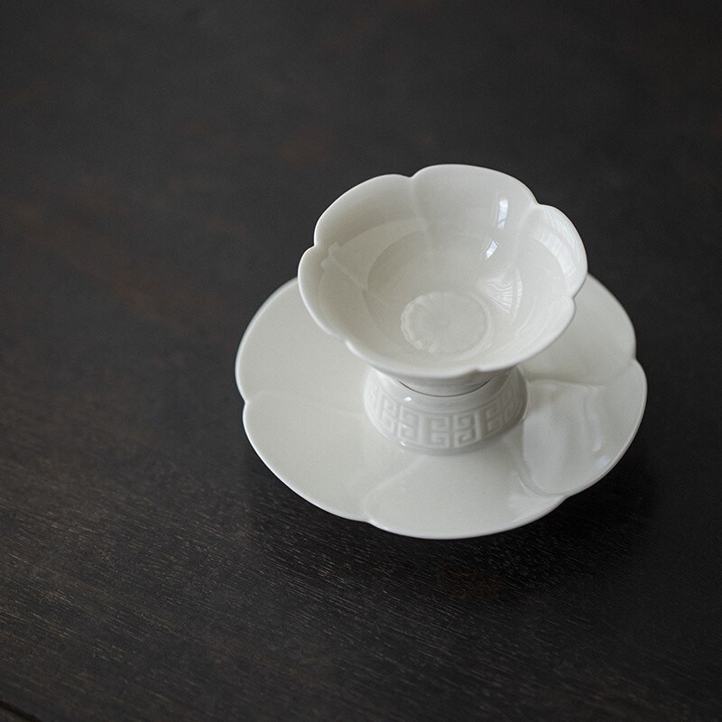 Set de cani de ceai din porțelan cu flori antice, ceașcă de ceai din ceramică Kung Fu Frumos Celadon albastru deschis O ceașcă de ceai ceremonie