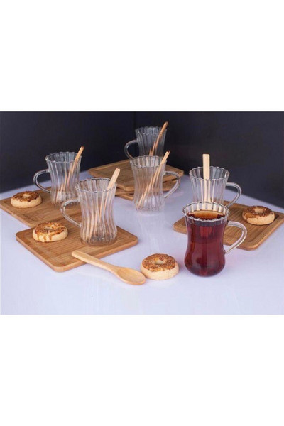 18 vnt Arbatos puodelių rinkinys Puodelis originalus bambuko pieno kavos kavos 220 ml turkiškos platinos pateikimo lėkštės šaukštas 6 asmenims aukščiausios kokybės