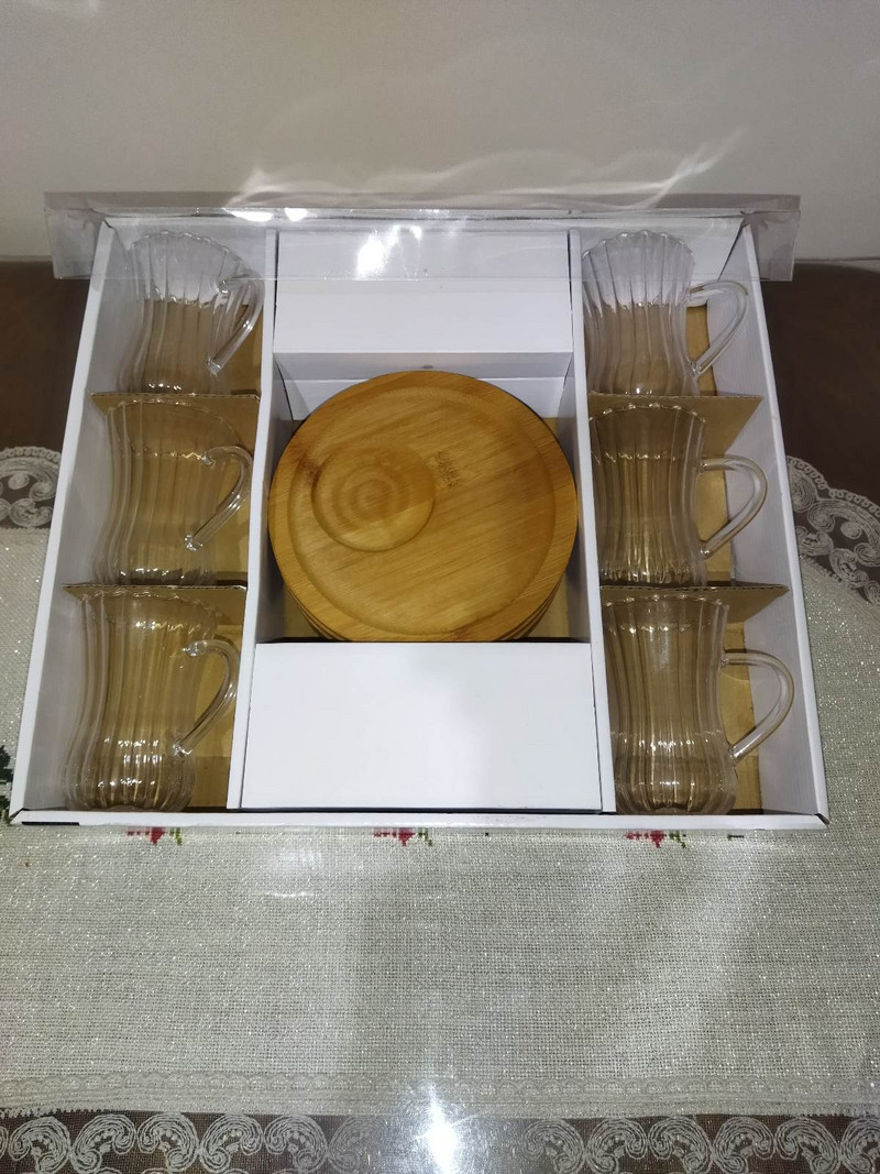 18 vnt Arbatos puodelių rinkinys Puodelis originalus bambuko pieno kavos kavos 220 ml turkiškos platinos pateikimo lėkštės šaukštas 6 asmenims aukščiausios kokybės