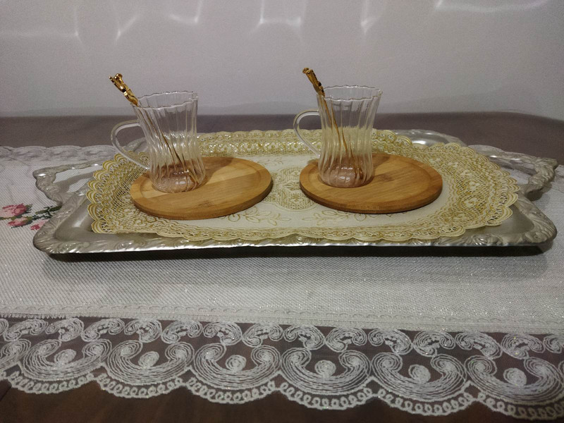 18 vnt Arbatos puodelių rinkinys Puodelis originalus bambuko pieno kavos kavos 220 ml turkiškos platinos pateikimo lėkštės šaukštas 6 asmenims aukščiausios kokybės