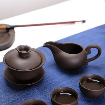 11 τμχ Σετ τσαγιού ταξιδιού Purple Clay Teaset Κινέζικης μωβ άμμου Gaiwan Φλιτζάνι τσαγιού The Kung Fu Teapot Set Δωρεάν αποστολή