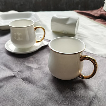 Tavern Cafe Cupshe Чаша и чинийка Керамични чаши за кафе Трапезария Моден комплект чаши за чай Сервии Малка чаша за кафе Порцеланов съд