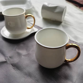 Tavern Cafe Cupshe Чаша и чинийка Керамични чаши за кафе Трапезария Моден комплект чаши за чай Сервии Малка чаша за кафе Порцеланов съд