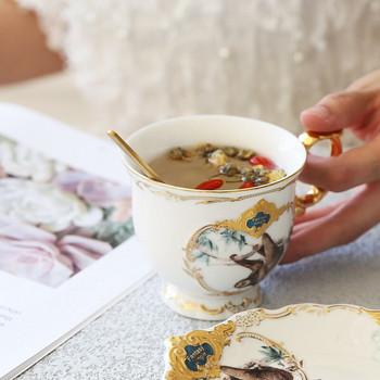 Jungle Series British Bone China Tea Cup Poucer Σετ Σπίτι Απογευματινό τσάι με κουτάλι δώρο υψηλής ποιότητας
