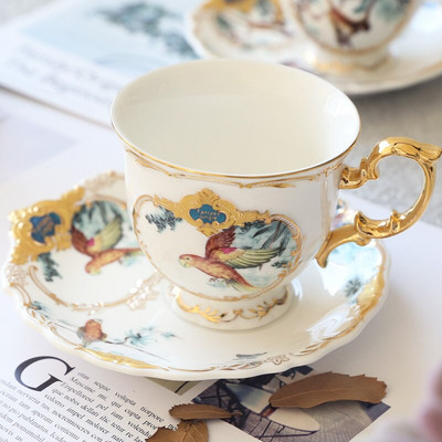 Jungle Series British Bone China teáscsésze csészealj készlet Otthoni délutáni tea kanállal Csúcskategóriás ajándék