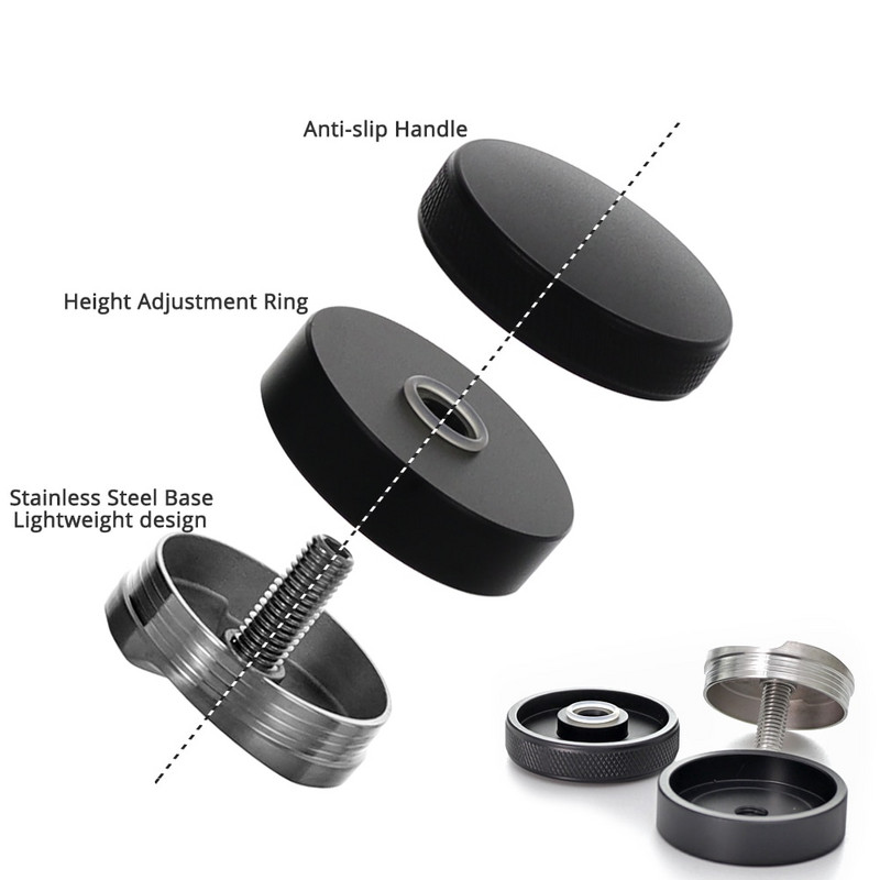 Kavos skirstytuvas, espreso kavos paskirstymo įrankis / lygintuvas, 3 kampų nuolydžiai, reguliuojamas delno maišiklis, tinka 51/53/58 mm portafiltrui