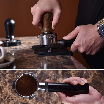 Калибриран тампон за кафе еспресо 30lb Пружинен еластичен тампон за кафе, алуминиев/дървен чук за кафе на прах от неръждаема стомана