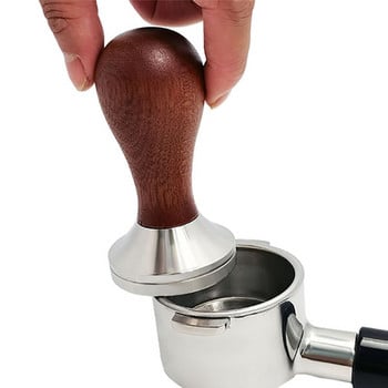 Калибриран инструмент за набиване на кафе, 51/53/58 мм тампон за кафе с основа от неръждаема стомана 304 и дръжка от масивно дърво